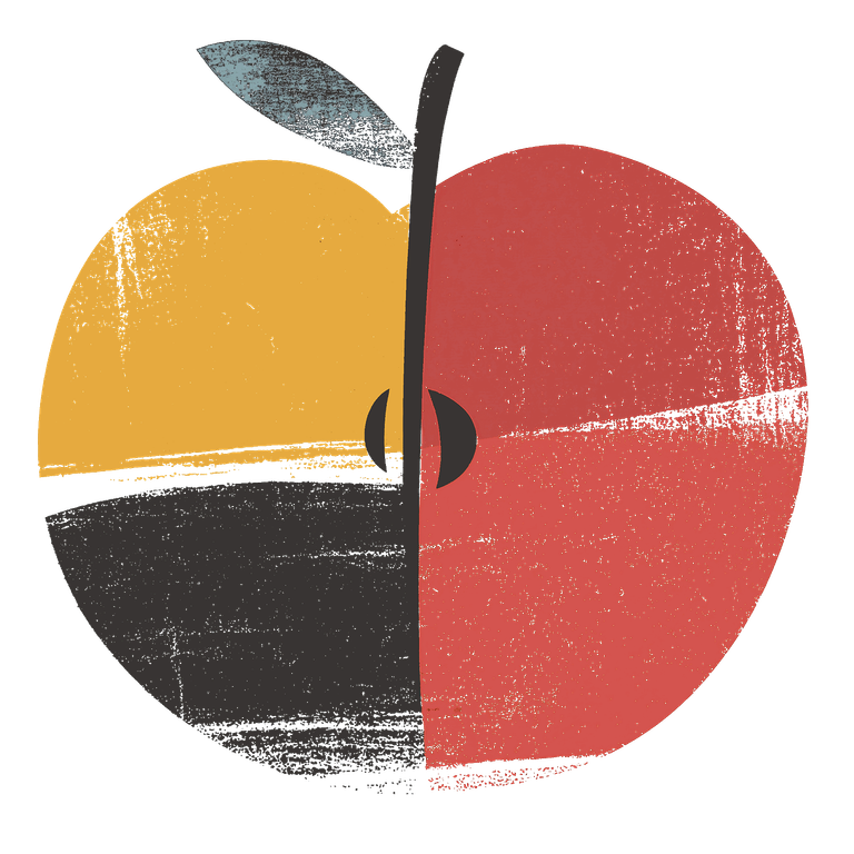 Content health visualization - stylized apple graphic